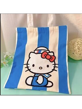 Hello Kitty Canvas Tote Bag, Cute & Sweet Style Shoulder Bag 14.9”X12.9” NIP